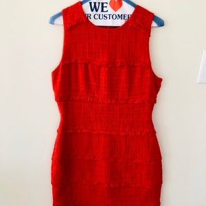 J.Crew sheath dress red size 8 fringe/tweed